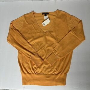 Banana Republic Women's V-Neck Sweater Small NWT Orange Pullover Summery